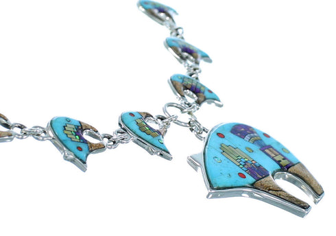 Native American Mesa Design Silver Bear Link Necklace Set PS64231